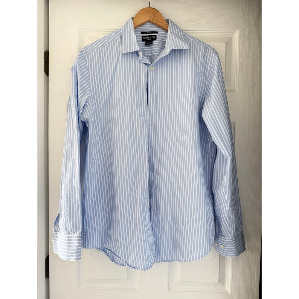 Liz Claiborne Striped Blue Button Down Coastal Preppy 90s Butter Mom